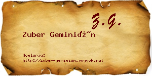 Zuber Geminián névjegykártya